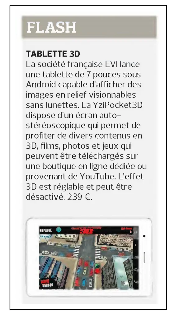 Aperçu de l’article Le Figaro, Tablette 3D